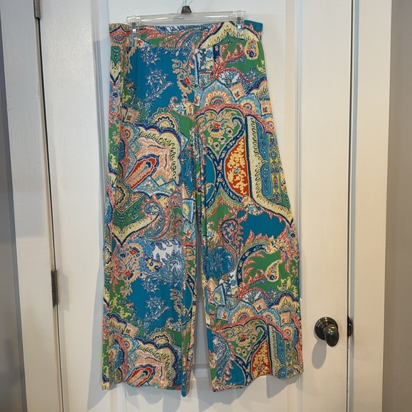 Lauren Ralph Lauren Multicolor Paisley Boho Wide leg flowy pants. Petite - Picture 6 of 7
